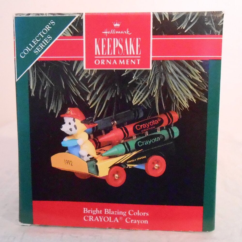 Hallmark Ornament 1992 Bright Blazing Colors Crayola Fire Truck Dalmation Dog